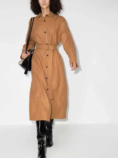 Shop Joseph Dicha Wool Shirt Dress In Brown