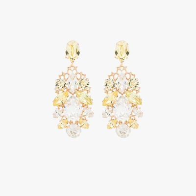 Shop Anton Heunis Gold-plated Crystal Cluster Earrings In Yellow