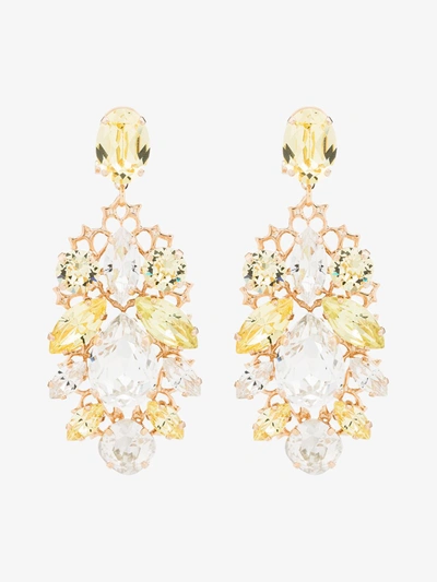 Shop Anton Heunis Gold-plated Crystal Cluster Earrings In Yellow