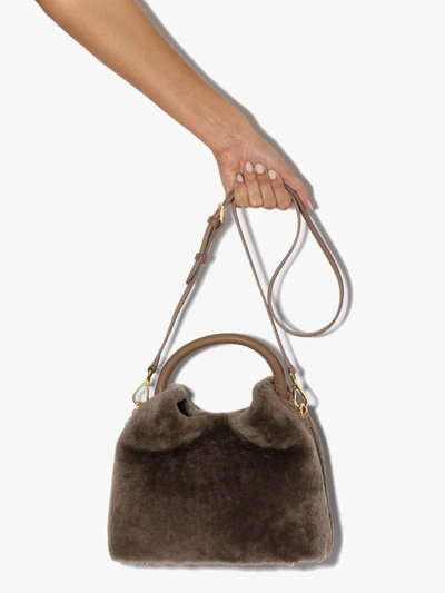 Shop Elleme Brown Baozi Shearling Tote Bag