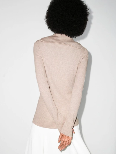 Shop Jil Sander Neutrals Ribbed Wool Sweater