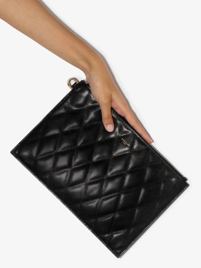 Shop Givenchy Black Gv3 Medium Leather Pouch