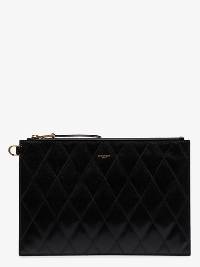 Shop Givenchy Black Gv3 Medium Leather Pouch