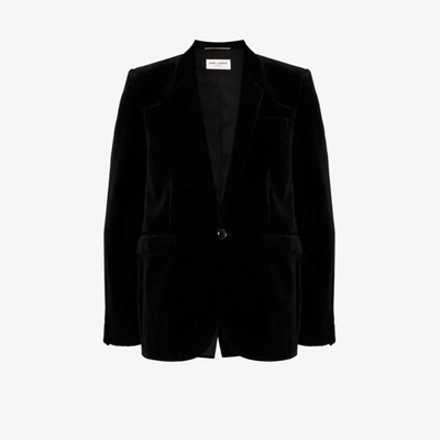 Shop Saint Laurent Single-breasted Velvet Blazer - Men's - Silk/cotton/cupro/viscose In Black