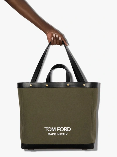 Shop Tom Ford Mittelgrosser Shopper In Green