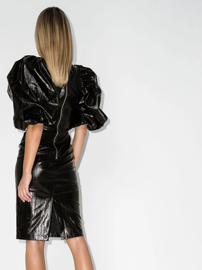 Shop Rotate Birger Christensen Irina Pouf Sleeve Midi Dress In Black