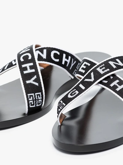 Shop Givenchy Logo Strap Leather Sandals In Black