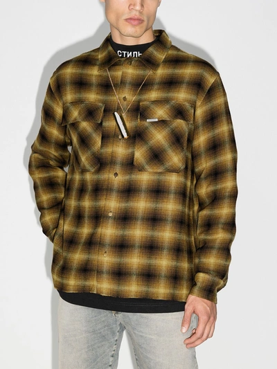 Shop Represent Checked Flannel Shirt In Yellow