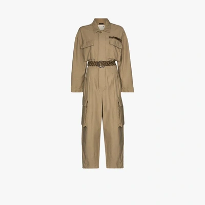 R13 Abu Belted Cotton canvas Jumpsuit In Green ModeSens