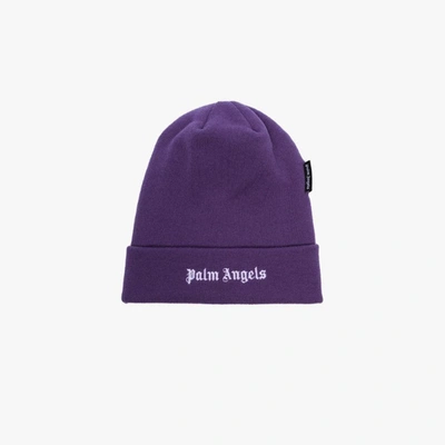 Shop Palm Angels Mütze Mit Logo-stickerei In Purple