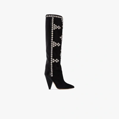 Shop Isabel Marant Lyork 95 Slouchy Studded Boots In Black