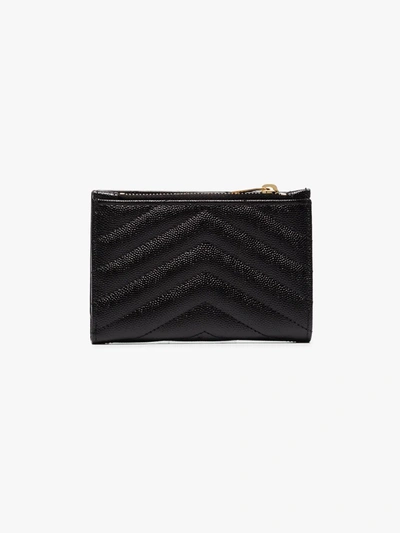 Shop Saint Laurent Black Monogram Leather Wallet