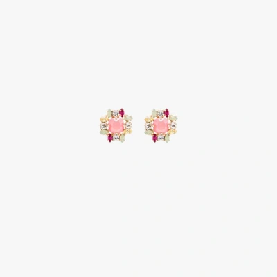 Shop Anton Heunis Gold-plated Crystal Cluster Earrings In Multicolour