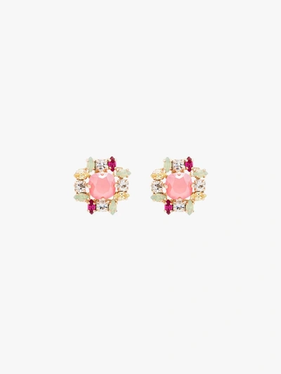 Shop Anton Heunis Gold-plated Crystal Cluster Earrings In Multicolour