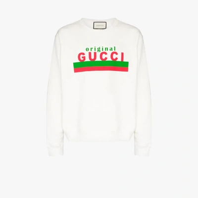 Shop Gucci White Original Logo Print Sweatshirt
