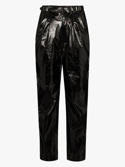 Shop Rotate Birger Christensen Wilde Faux Leather Trousers In Black