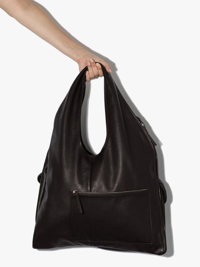 Shop Lemaire Brown Reporter Leather Shoulder Bag