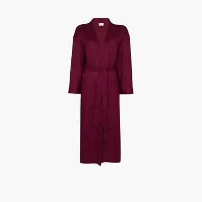 Shop Pour Les Femmes Long Linen Robe In Red