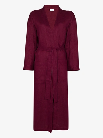 Shop Pour Les Femmes Long Linen Robe In Red