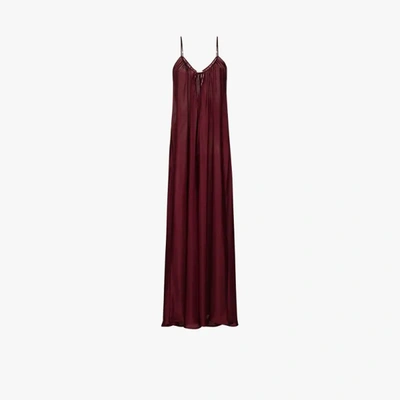 Shop Pour Les Femmes Paris Silk Maxi Dress In Purple