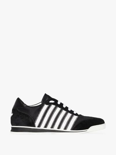 Shop Dsquared2 Black Tennis Striped Sneakers