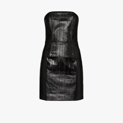 Shop Rotate Birger Christensen Herla Faux Leather Mini Dress In Black