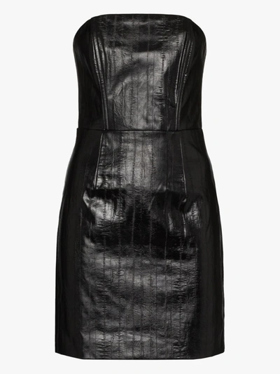 Shop Rotate Birger Christensen Herla Faux Leather Mini Dress In Black