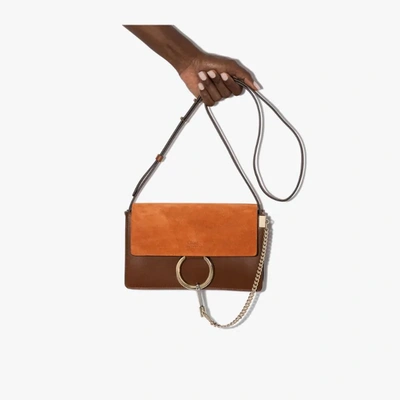 Shop Chloé Brown Faye Small Leather Shoulder Bag