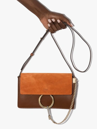 Shop Chloé Brown Faye Small Leather Shoulder Bag