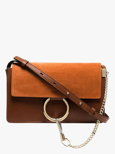 Shop Chloé Brown Faye Small Leather Shoulder Bag