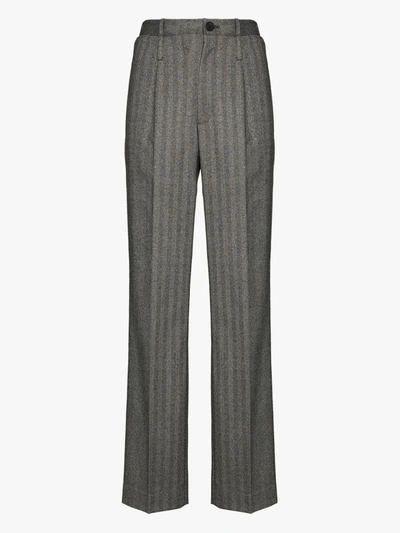 Shop Commission High Waist Striped Trousers In Grey