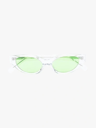 Shop Karen Wazen Green Glamorous Cat Eye Sunglasses