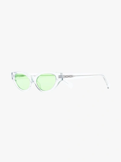 Shop Karen Wazen Green Glamorous Cat Eye Sunglasses