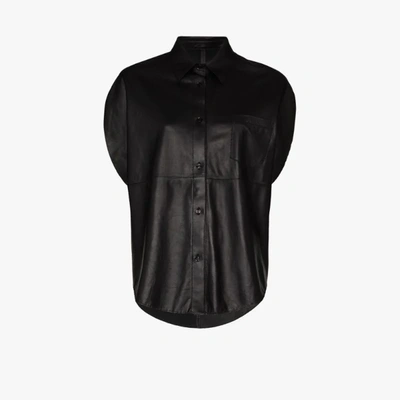 Shop Mm6 Maison Margiela Sleeveless Leather Shirt In Black