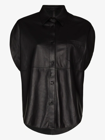 Shop Mm6 Maison Margiela Sleeveless Leather Shirt In Black