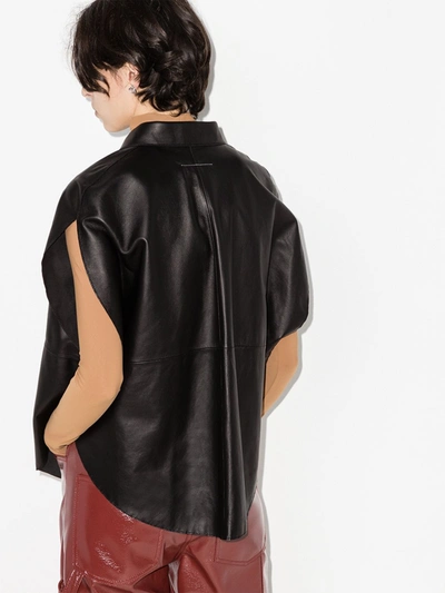 Shop Mm6 Maison Margiela Sleeveless Leather Shirt In Black