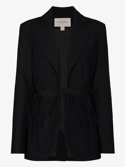 Shop Materiel Cutout Tie Waist Blazer In Black