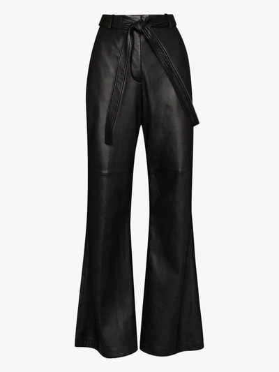 Shop Joseph Tambo Flared Leather Trousers In Black