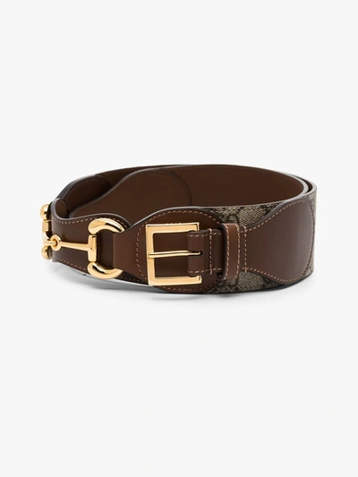 Shop Gucci Brown Horsebit Gg Supreme Belt