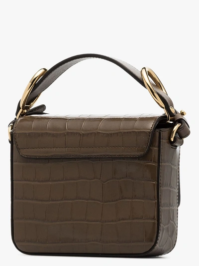 Shop Chloé Brown C Mini Mock Croc Shoulder Bag