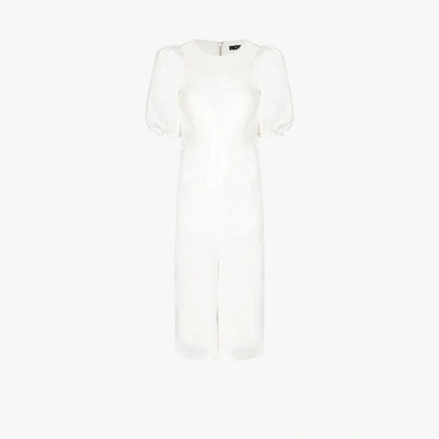 Shop Rotate Birger Christensen Katarina Pouf Sleeve Midi Dress In White