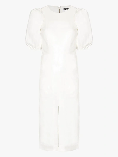 Shop Rotate Birger Christensen Katarina Pouf Sleeve Midi Dress In White