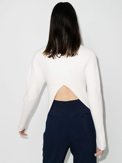 Shop Low Classic Ribbed Knit Open Back Sweater In Neutrals