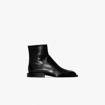 Shop Jil Sander Flap Leather Ankle Boots In Black