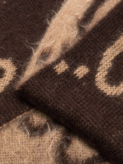 Shop Gucci Beige And Brown Gg Logo Intarsia Scarf