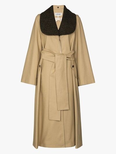 Shop Loewe Single-breasted Belted Trench Coat In Neutrals