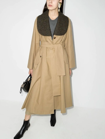 Shop Loewe Single-breasted Belted Trench Coat In Neutrals