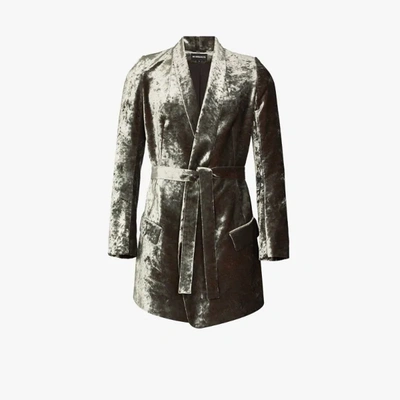 Shop Ann Demeulemeester Lucinda Velvet Belted Jacket In Grey