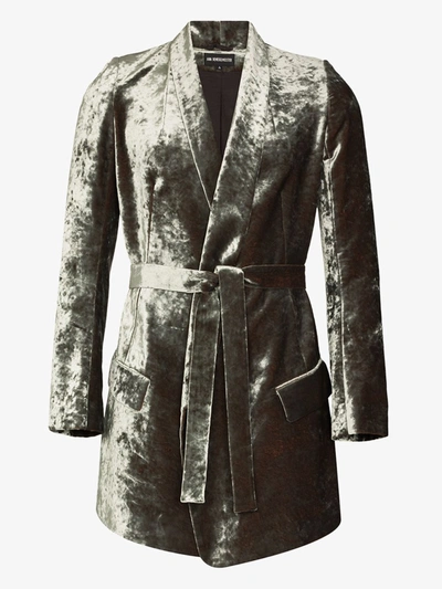 Shop Ann Demeulemeester Lucinda Velvet Belted Jacket In Grey