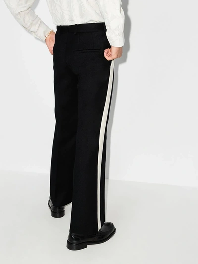 Shop Casablanca Striped Wide Leg Trousers In Black